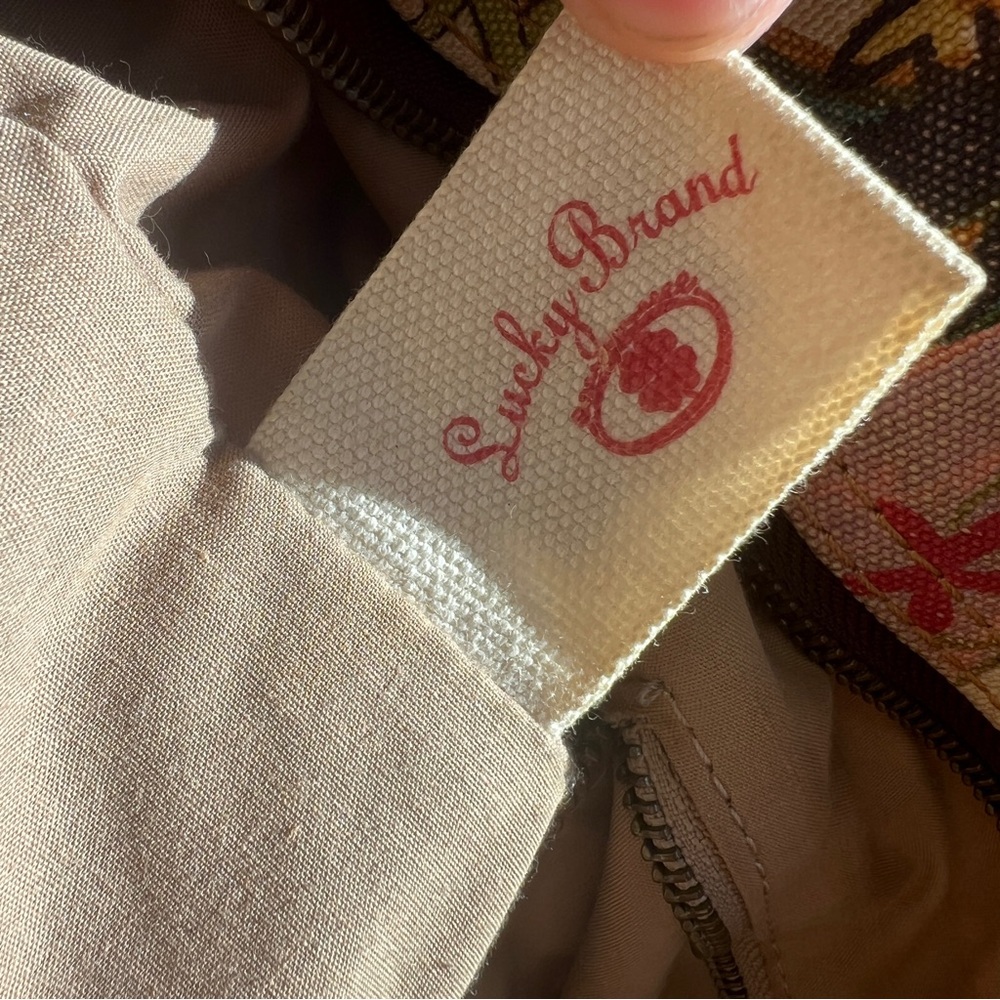 Lucky Brand Hummingbird Canvas & Suede Boho Shoulder Bag - Picture 8 of 11